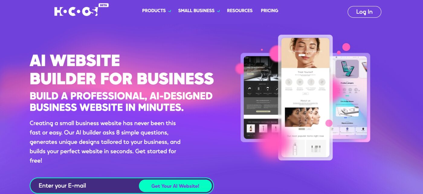 Hocoos AI 建站工具介面