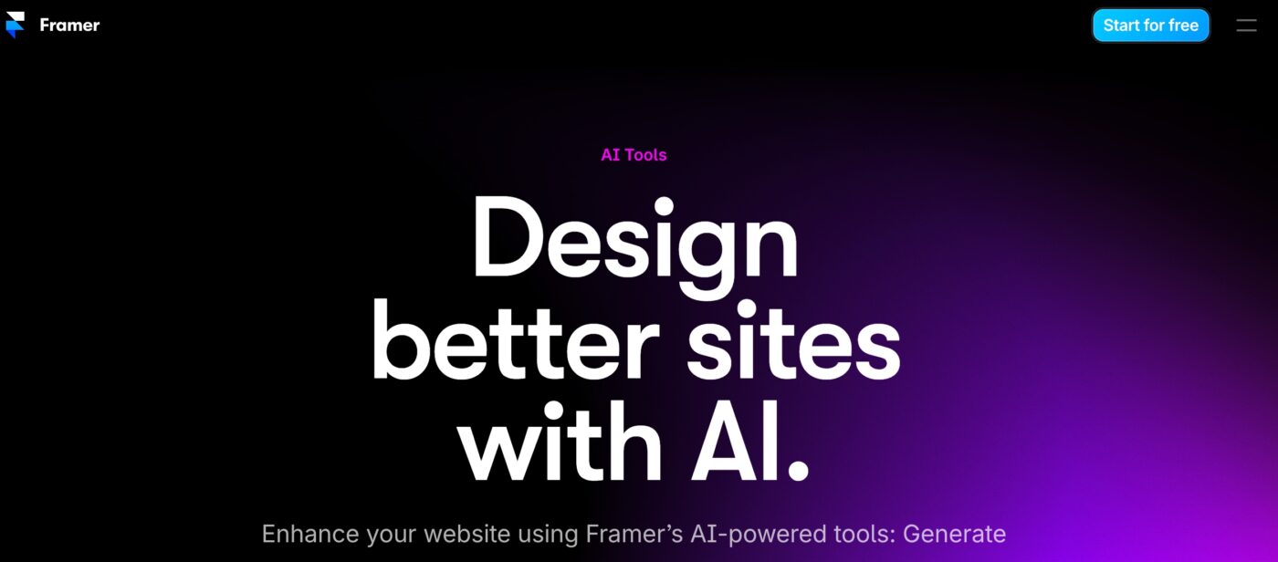 Framer AI 建站工具介面